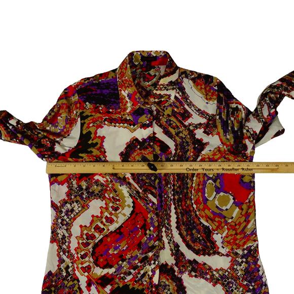 Escada Paisley Silk Cotton Button Up Blouse Long Sleeve Ladies Size 42 - Picture 5 of 7